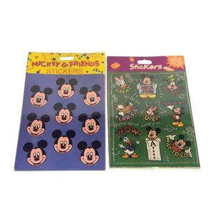 VTG Disney Mickey & Friends Stickers 2-Pack Colorful Cartoon Fun Collectible Set